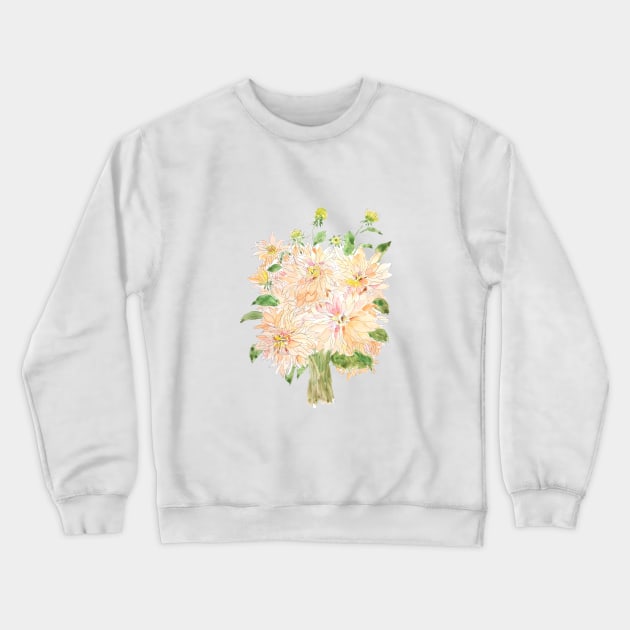 light orange peach color dahlia bouquet watercolor Crewneck Sweatshirt by colorandcolor